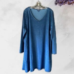 J. Jill ~ Pure Jill Indigo Dress ~ XL ~ Long Sleeve ~ Distressed Denim look